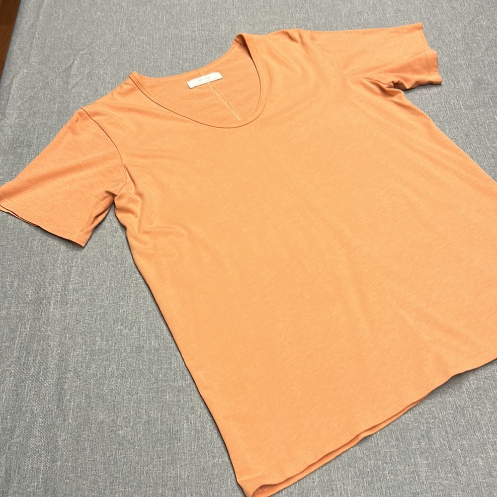 Oak & Fort Cotton Modal Blend Orange Scoop Neck T-Shirt S